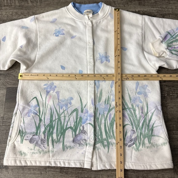 Vintage Artisan’s Designs Bunny Rabbit AOP Grandma Cardigan Sweatshirt Floral - Picture 3 of 6